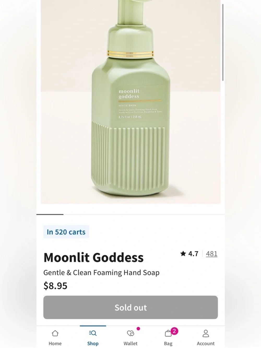 2X Bath & Body Works MOONLIT GODDESS Foaming Hand Soap 8.75 fl oz Set